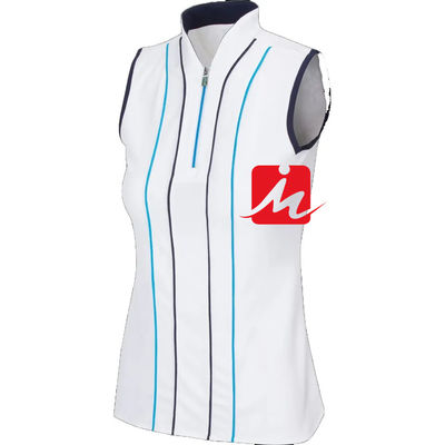 소매 없는 중간 주문 인쇄에 있는 대 고리 여자 폴로 셔츠 1/4 지퍼